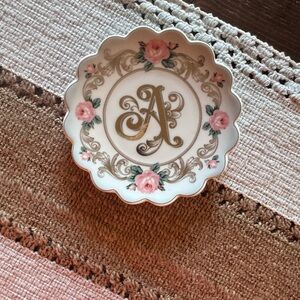 Monogram A Scalloped Ring Dish
